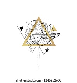 Geometric design with flower sketch