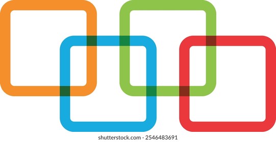 Diseño geométrico con cuatro contornos cuadrados superpuestos de colores diferentes