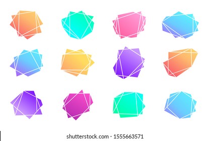Geometric design frame. Wedding card, simple invitations gradient frames, modern geometric shapes cover elements vector illustration set