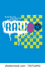 geometric design graphic tee distress seals stamp