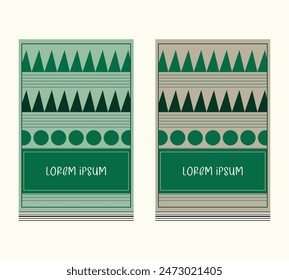 geometric design green circled triangular shape vector cover, magazine, business flyer, layout, banner, background, catalogue, notebook cover, brochure, poster, set of two card, school stationery