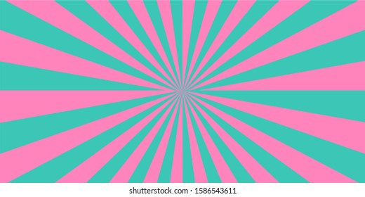 Geometric design Green and pink Starburst light halo Circular cartoon background