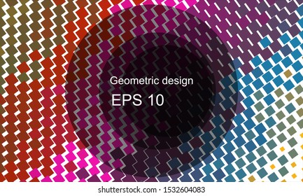 Geometric design halftone. Multicolor, rainbow vector layout with lines, rectangles. Decorative design in an abstract style with rectangles. EPS 10 Vector