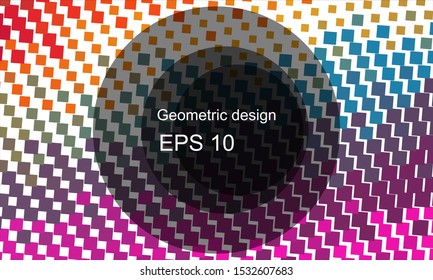 Geometric design halftone with a set of colorful abstract circles. Multicolor, rainbow vector layout with lines, rectangles. Decorative design in an abstract style with rectangles. EPS 10 Vector