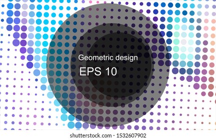 Geometric design halftone with a set of colorful abstract circles. Multicolor, rainbow vector layout with lines, rectangles. Decorative design in an abstract style with rectangles. EPS 10 Vector