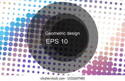 Geometric design halftone with a set of colorful abstract circles. Multicolor, rainbow vector layout with lines, rectangles. Decorative design in an abstract style with rectangles. EPS 10 Vector