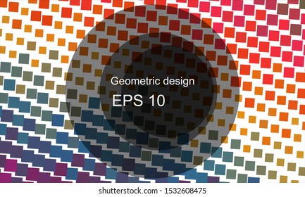 Geometric design halftone with a set of colorful abstract circles. Multicolor, rainbow vector layout with lines, rectangles. Decorative design in an abstract style with rectangles. EPS 10 Vector