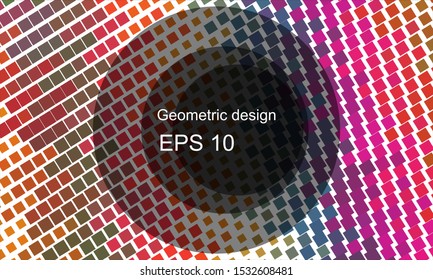 Geometric design halftone with a set of colorful abstract circles. Multicolor, rainbow vector layout with lines, rectangles. Decorative design in an abstract style with rectangles. EPS 10 Vector