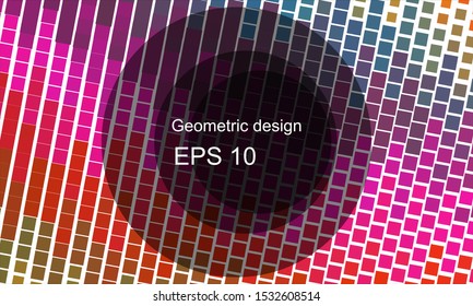 Geometric design halftone with a set of colorful abstract circles. Multicolor, rainbow vector layout with lines, rectangles. Decorative design in an abstract style with rectangles. EPS 10 Vector