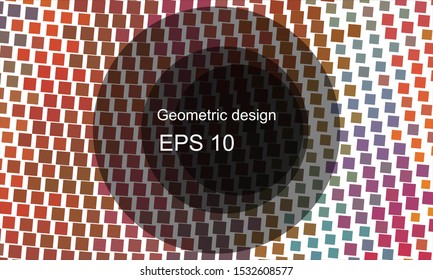 Geometric design halftone with a set of colorful abstract circles. Multicolor, rainbow vector layout with lines, rectangles. Decorative design in an abstract style with rectangles. EPS 10 Vector