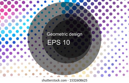 Geometric design halftone with a set of colorful abstract circles. Multicolor, rainbow vector layout with lines, rectangles. Decorative design in an abstract style with rectangles. EPS 10 Vector