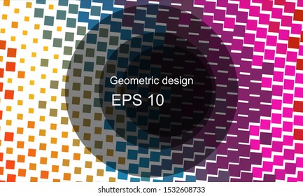 Geometric design halftone with a set of colorful abstract circles. Multicolor, rainbow vector layout with lines, rectangles. Decorative design in an abstract style with rectangles. EPS 10 Vector