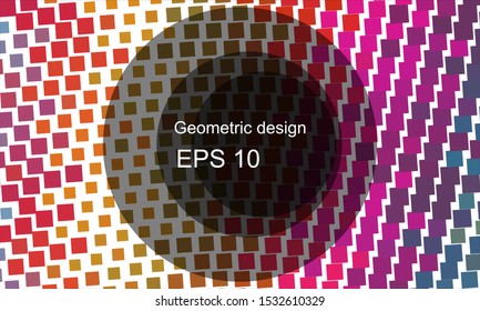 Geometric design halftone with a set of colorful abstract circles. Multicolor, rainbow vector layout with lines, rectangles. Decorative design in an abstract style with rectangles. EPS 10 Vector