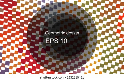 Geometric design halftone with a set of colorful abstract circles. Multicolor, rainbow vector layout with lines, rectangles. Decorative design in an abstract style with rectangles. EPS 10 Vector