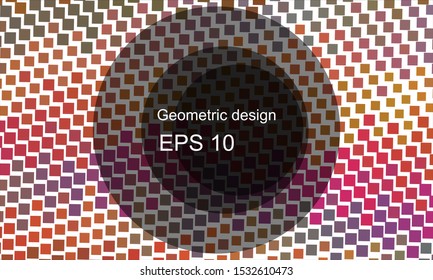 Geometric design halftone with a set of colorful abstract circles. Multicolor, rainbow vector layout with lines, rectangles. Decorative design in an abstract style with rectangles. EPS 10 Vector
