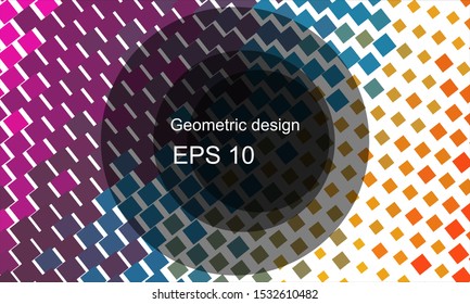 Geometric design halftone with a set of colorful abstract circles. Multicolor, rainbow vector layout with lines, rectangles. Decorative design in an abstract style with rectangles. EPS 10 Vector