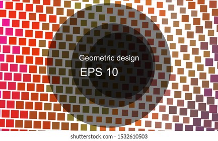 Geometric design halftone with a set of colorful abstract circles. Multicolor, rainbow vector layout with lines, rectangles. Decorative design in an abstract style with rectangles. EPS 10 Vector