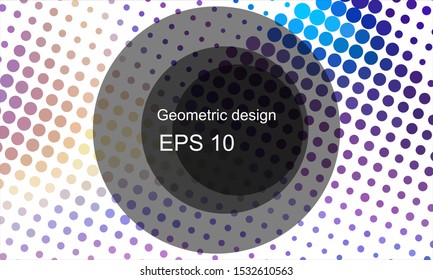 Geometric design halftone with a set of colorful abstract circles. Multicolor, rainbow vector layout with lines, rectangles. Decorative design in an abstract style with rectangles. EPS 10 Vector