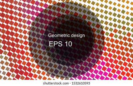 Geometric design halftone with a set of colorful abstract circles. Multicolor, rainbow vector layout with lines, rectangles. Decorative design in an abstract style with rectangles. EPS 10 Vector