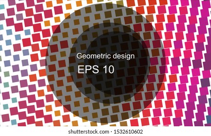 Geometric design halftone with a set of colorful abstract circles. Multicolor, rainbow vector layout with lines, rectangles. Decorative design in an abstract style with rectangles. EPS 10 Vector