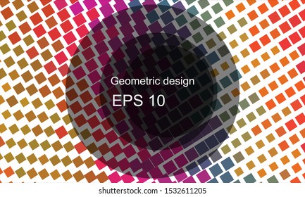 Geometric design halftone with a set of colorful abstract circles. Multicolor, rainbow vector layout with lines, rectangles. Decorative design in an abstract style with rectangles. EPS 10 Vector