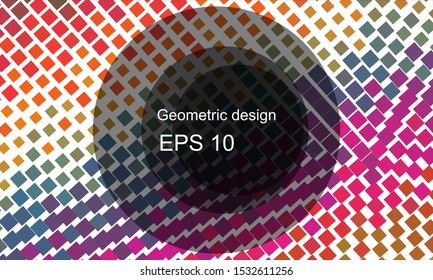 Geometric design halftone with a set of colorful abstract circles. Multicolor, rainbow vector layout with lines, rectangles. Decorative design in an abstract style with rectangles. EPS 10 Vector