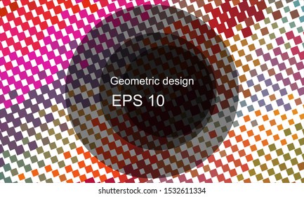 Geometric design halftone with a set of colorful abstract circles. Multicolor, rainbow vector layout with lines, rectangles. Decorative design in an abstract style with rectangles. EPS 10 Vector