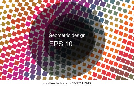 Geometric design halftone with a set of colorful abstract circles. Multicolor, rainbow vector layout with lines, rectangles. Decorative design in an abstract style with rectangles. EPS 10 Vector