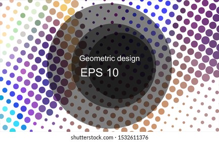 Geometric design halftone with a set of colorful abstract circles. Multicolor, rainbow vector layout with lines, rectangles. Decorative design in an abstract style with rectangles. EPS 10 Vector
