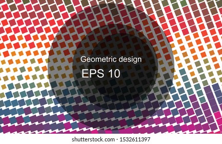 Geometric design halftone with a set of colorful abstract circles. Multicolor, rainbow vector layout with lines, rectangles. Decorative design in an abstract style with rectangles. EPS 10 Vector