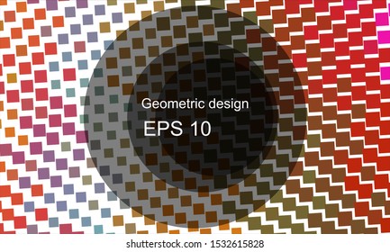 Geometric design halftone with a set of colorful abstract circles. Multicolor, rainbow vector layout with lines, rectangles. Decorative design in an abstract style with rectangles. EPS 10 Vector