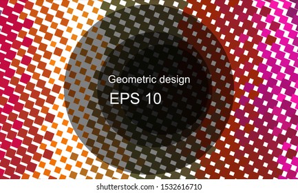 Geometric design halftone with a set of colorful abstract circles. Multicolor, rainbow vector layout with lines, rectangles. Decorative design in an abstract style with rectangles. EPS 10 Vector