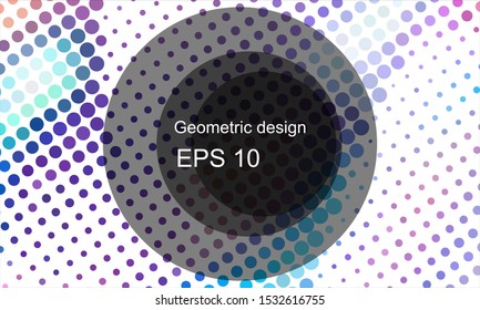 Geometric design halftone with a set of colorful abstract circles. Multicolor, rainbow vector layout with lines, rectangles. Decorative design in an abstract style with rectangles. EPS 10 Vector