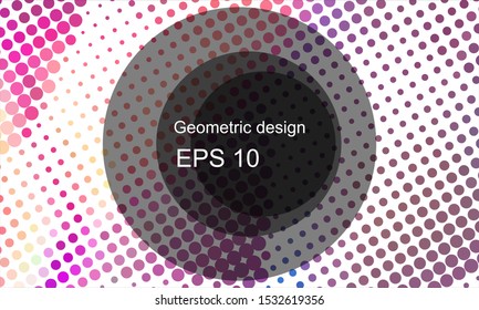 Geometric design halftone with a set of colorful abstract circles. Multicolor, rainbow vector layout with lines, rectangles. Decorative design in an abstract style with rectangles. EPS 10 Vector