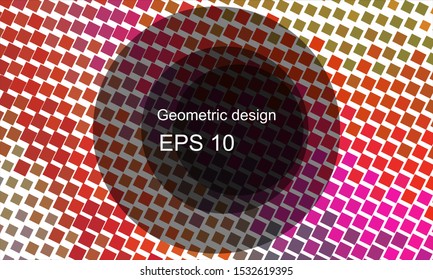 Geometric design halftone with a set of colorful abstract circles. Multicolor, rainbow vector layout with lines, rectangles. Decorative design in an abstract style with rectangles. EPS 10 Vector