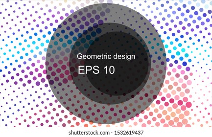 Geometric design halftone with a set of colorful abstract circles. Multicolor, rainbow vector layout with lines, rectangles. Decorative design in an abstract style with rectangles. EPS 10 Vector
