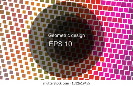 Geometric design halftone with a set of colorful abstract circles. Multicolor, rainbow vector layout with lines, rectangles. Decorative design in an abstract style with rectangles. EPS 10 Vector
