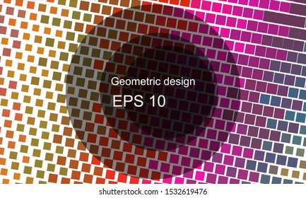 Geometric design halftone with a set of colorful abstract circles. Multicolor, rainbow vector layout with lines, rectangles. Decorative design in an abstract style with rectangles. EPS 10 Vector