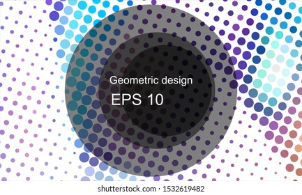 Geometric design halftone with a set of colorful abstract circles. Multicolor, rainbow vector layout with lines, rectangles. Decorative design in an abstract style with rectangles. EPS 10 Vector