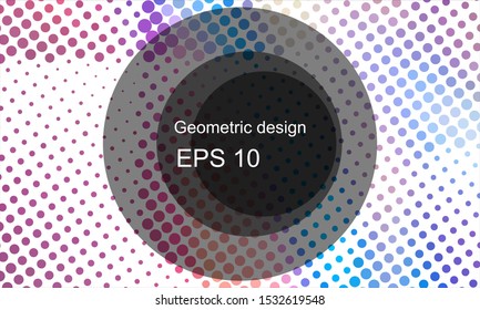 Geometric design halftone with a set of colorful abstract circles. Multicolor, rainbow vector layout with lines, rectangles. Decorative design in an abstract style with rectangles. EPS 10 Vector