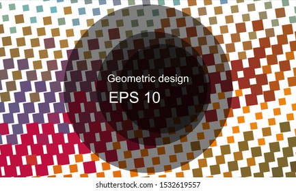Geometric design halftone with a set of colorful abstract circles. Multicolor, rainbow vector layout with lines, rectangles. Decorative design in an abstract style with rectangles. EPS 10 Vector