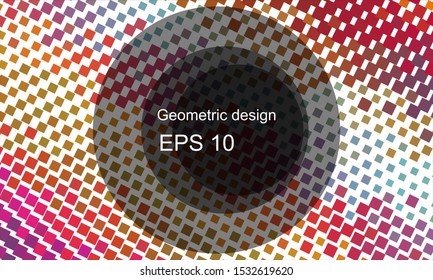 Geometric design halftone with a set of colorful abstract circles. Multicolor, rainbow vector layout with lines, rectangles. Decorative design in an abstract style with rectangles. EPS 10 Vector
