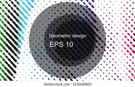 Geometric design halftone with a set of colorful abstract circles. Multicolor, rainbow vector layout with lines, rectangles. Decorative design in an abstract style with rectangles. EPS 10 Vector