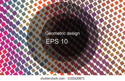 Geometric design halftone with a set of colorful abstract circles. Multicolor, rainbow vector layout with lines, rectangles. Decorative design in an abstract style with rectangles. EPS 10 Vector