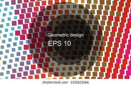 Geometric design halftone with a set of colorful abstract circles. Multicolor, rainbow vector layout with lines, rectangles. Decorative design in an abstract style with rectangles. EPS 10 Vector