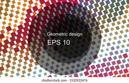 Geometric design halftone with a set of colorful abstract circles. Multicolor, rainbow vector layout with lines, rectangles. Decorative design in an abstract style with rectangles. EPS 10 Vector