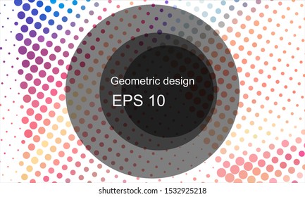 Geometric design halftone with a set of colorful abstract circles. Multicolor, rainbow vector layout with lines, rectangles. Decorative design in an abstract style with rectangles. EPS 10 Vector
