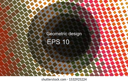 Geometric design halftone with a set of colorful abstract circles. Multicolor, rainbow vector layout with lines, rectangles. Decorative design in an abstract style with rectangles. EPS 10 Vector
