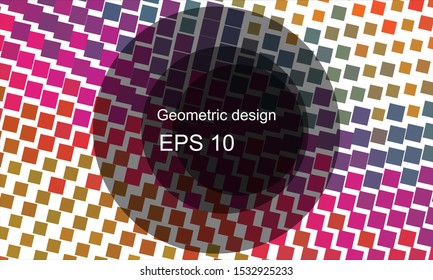 Geometric design halftone with a set of colorful abstract circles. Multicolor, rainbow vector layout with lines, rectangles. Decorative design in an abstract style with rectangles. EPS 10 Vector