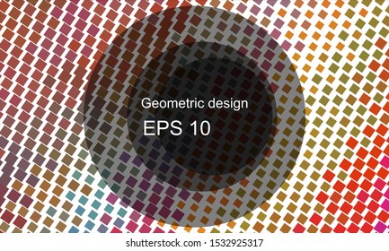 Geometric design halftone with a set of colorful abstract circles. Multicolor, rainbow vector layout with lines, rectangles. Decorative design in an abstract style with rectangles. EPS 10 Vector